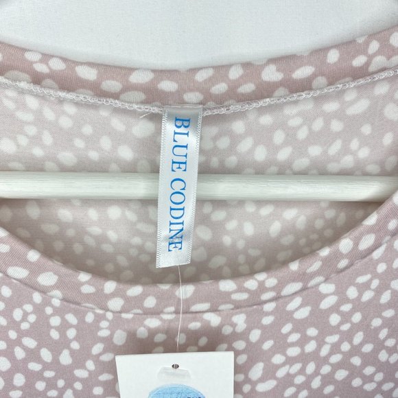 Plus Size- Ruffle Sleeve Round Neck Top- Dusty Rose with white spots - Picture 6 of 7